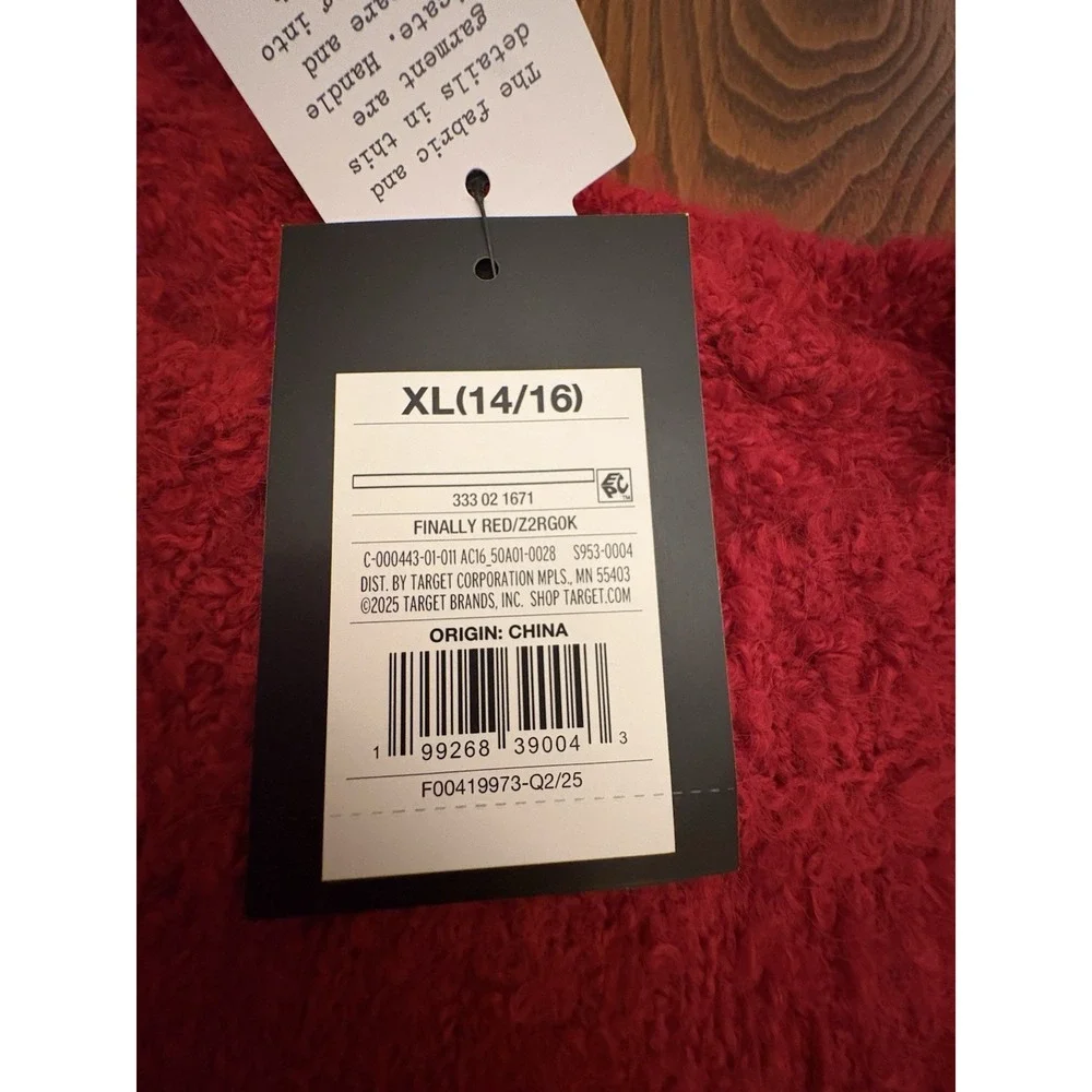 Art Class Girls Fuzzy Crewneck Pullover Sweater Red Size XL (14-16) NWT